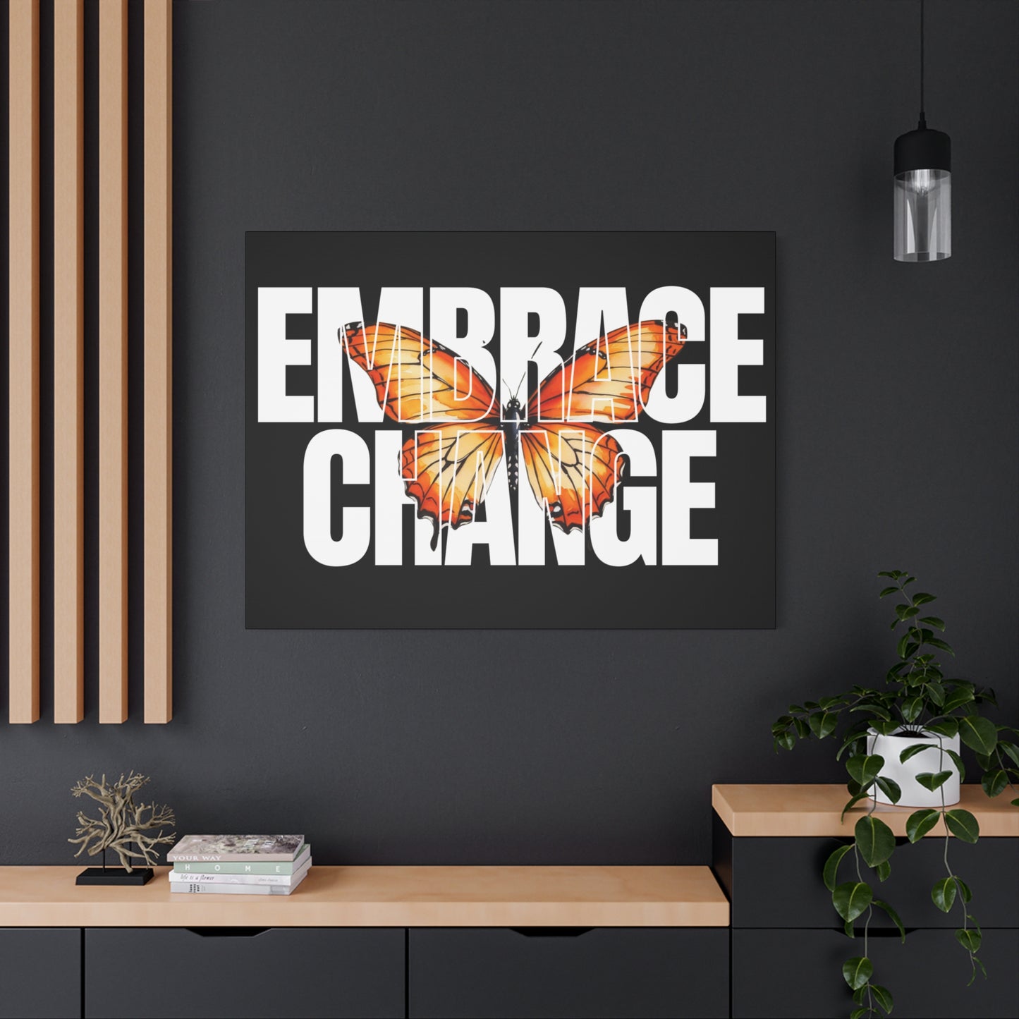 Butterfly Embrace Change Canvas Art, Motivational Wall Decor, Inspirational Gift for Home, Office, Art Print for Transformation