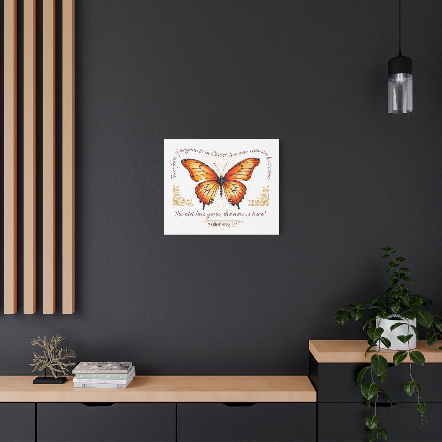 Butterfly Wall Art, Inspirational Canvas Print, Christian Home Decor, Gift for Religious Celebrations, Motivational Artwork