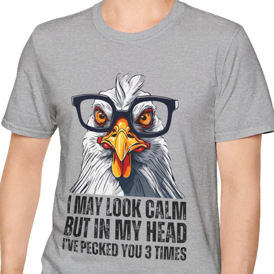 Funny Chicken Unisex T-Shirt, Crazy Chicken Tee, Quirky Humor Shirt, Stand Out Apparel, Hilarious Graphic Top