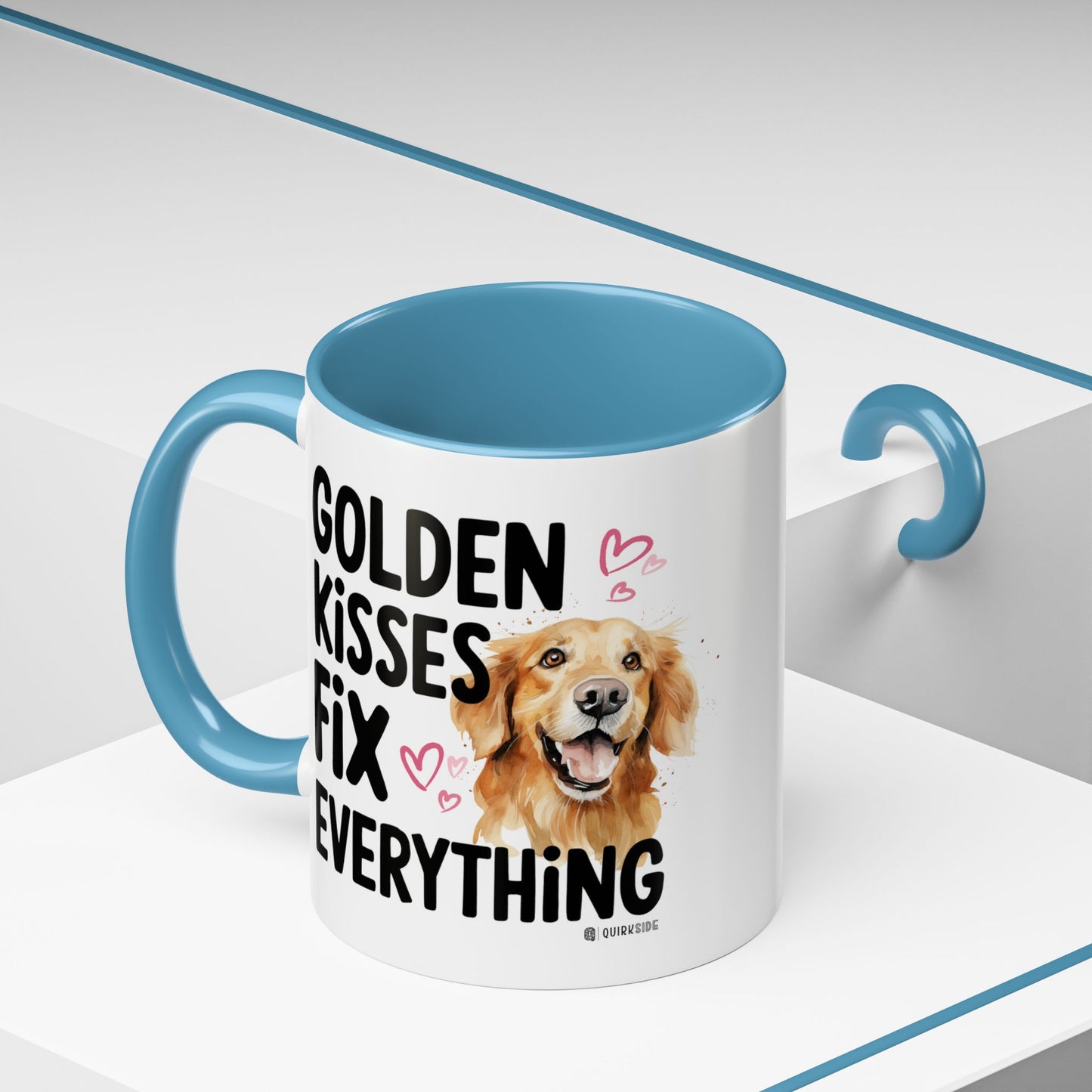 Golden Kisses Fix Everything Mug, Dog Lover Gift, Pet Owner Coffee Cup, Cute Animal Lover Mug, Fun Pet Quote Mug