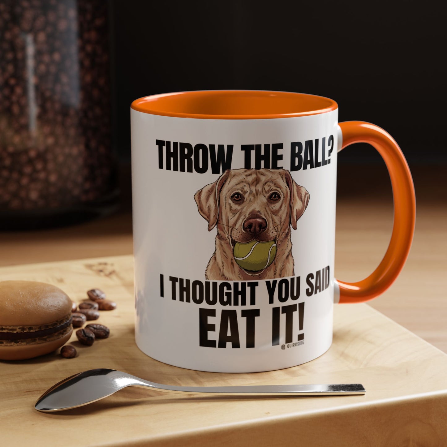 Funny Dog Lover Mug - Throw Ball Eat It, Pet Owner Gift, Coffee Mug, Cute Dog Art, Animal Lover Humor
