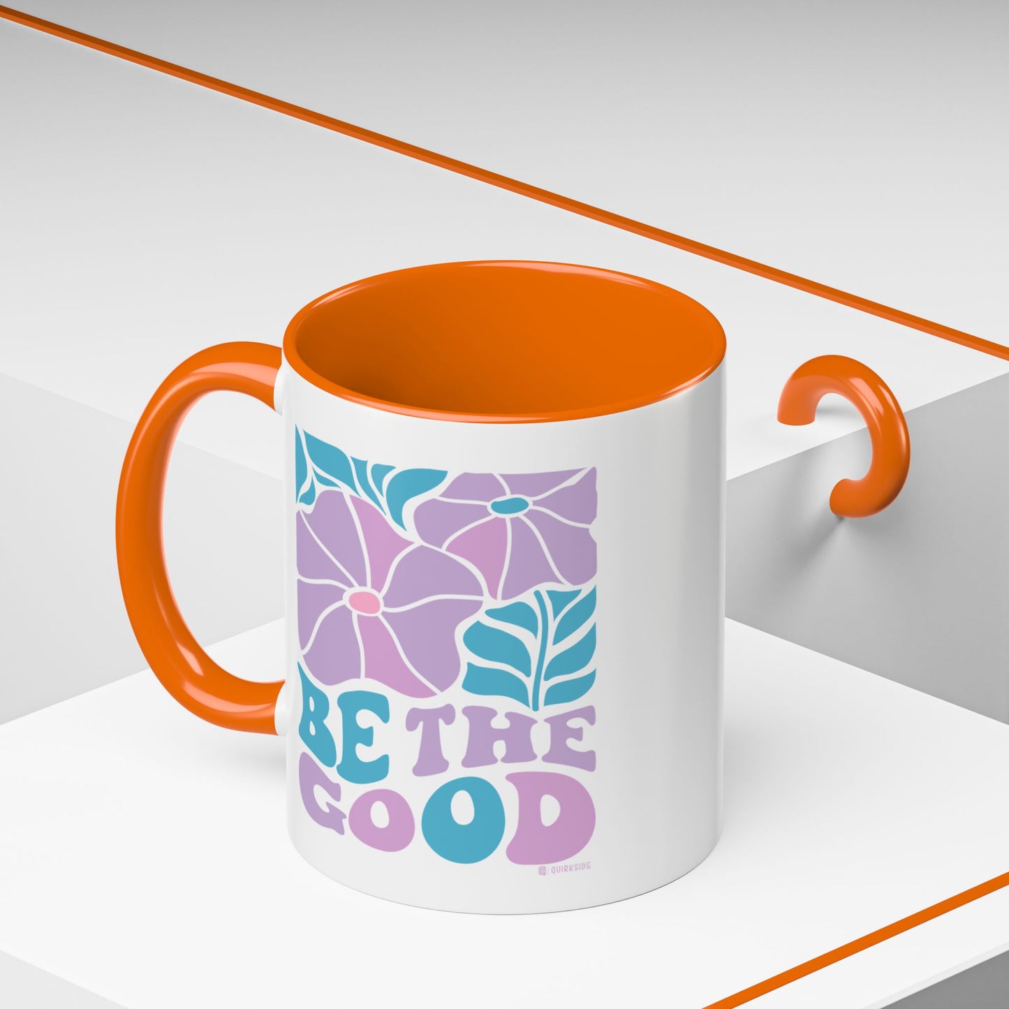 Accent Coffee Mug | 'Be the Good' Floral Design | Inspirational Mug, Gift for Her, Office Mug, Coffee Lover Gift, Home Decor