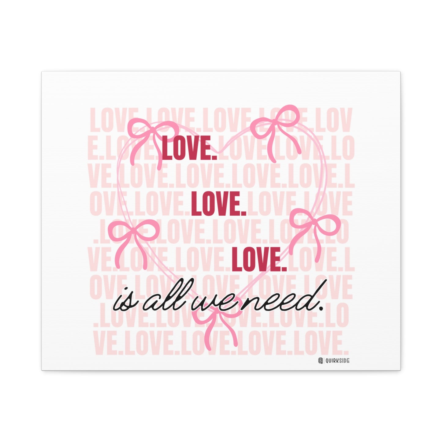 Love-Themed Canvas Wall Art with Pink Bows, Inspirational Home Decor for Weddings, Anniversaries, Valentine's Day, Gifts for Her