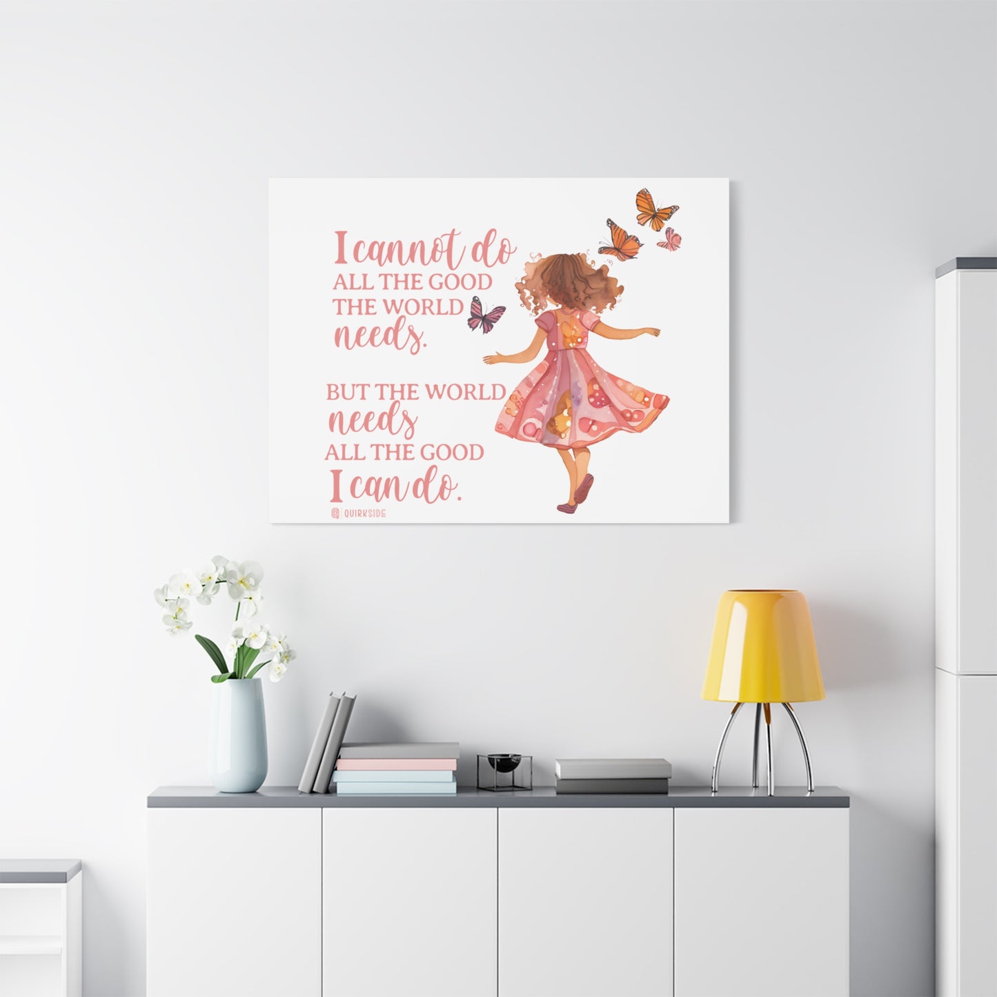 Inspirational Wall Art Canvas, Motivational Home Decor, Butterfly Quote Print, Gift for Her, Positive Vibes Wall Decor