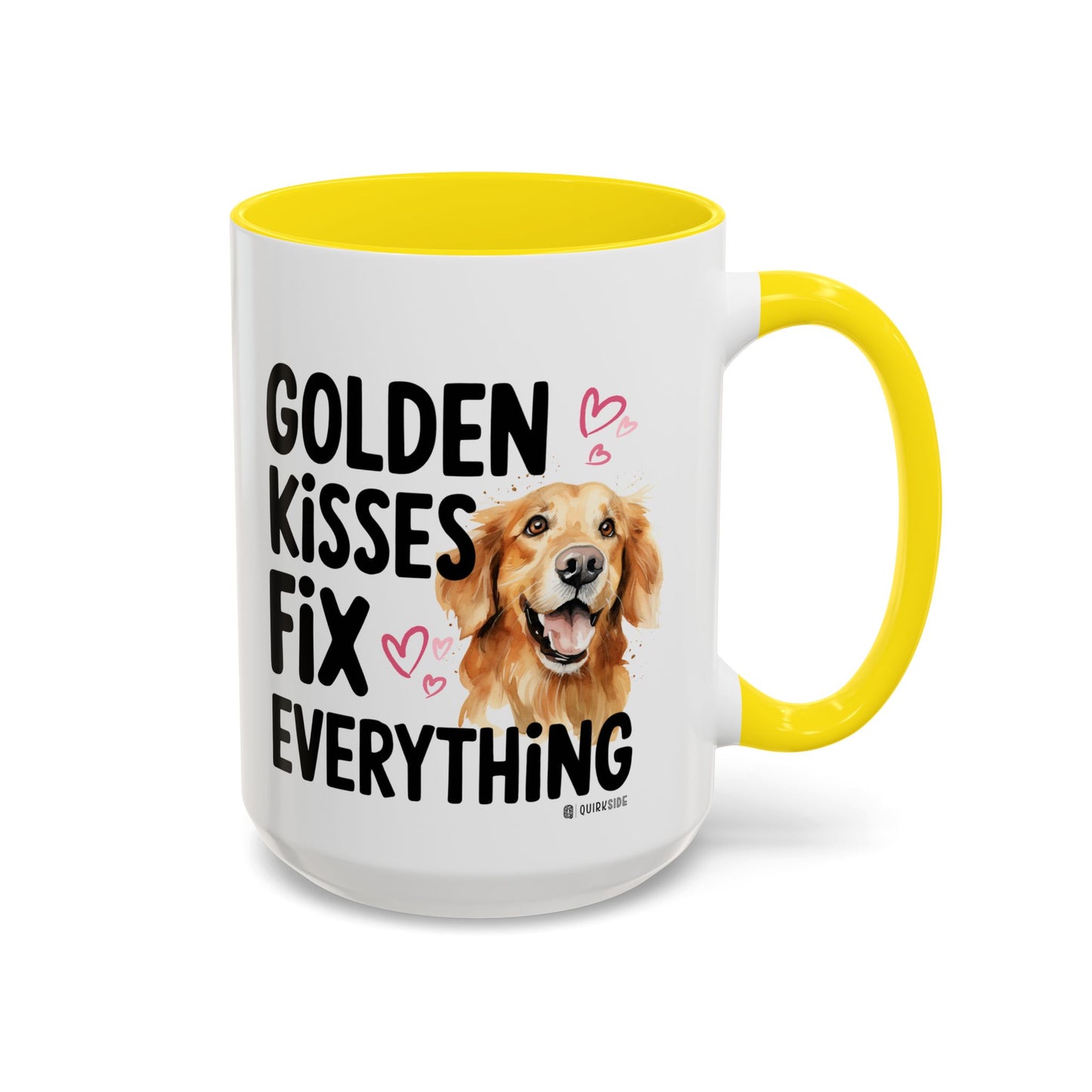 Golden Kisses Fix Everything Mug, Dog Lover Gift, Pet Owner Coffee Cup, Cute Animal Lover Mug, Fun Pet Quote Mug