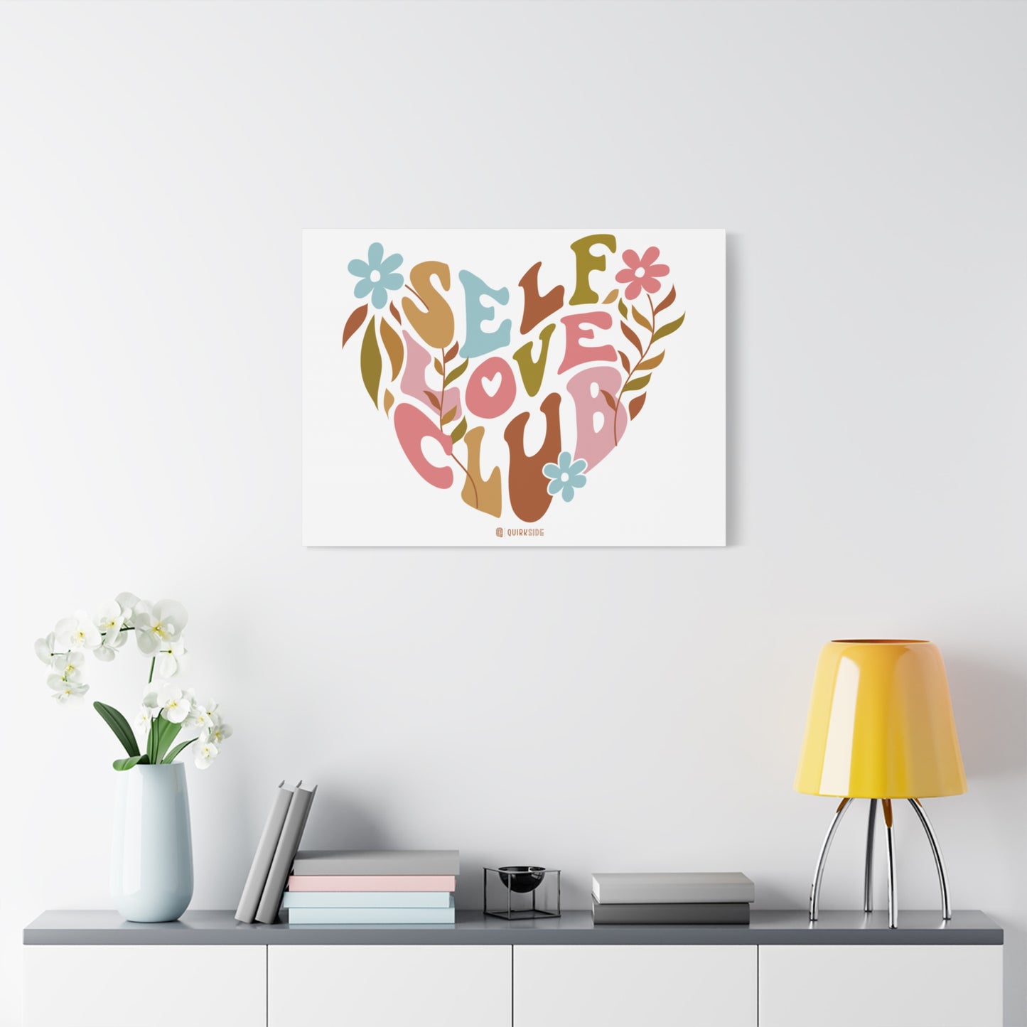 Self Love Club Canvas Art | Inspirational Wall Decor, Gift for Friends, Home and Office Decoration, Positive Vibes