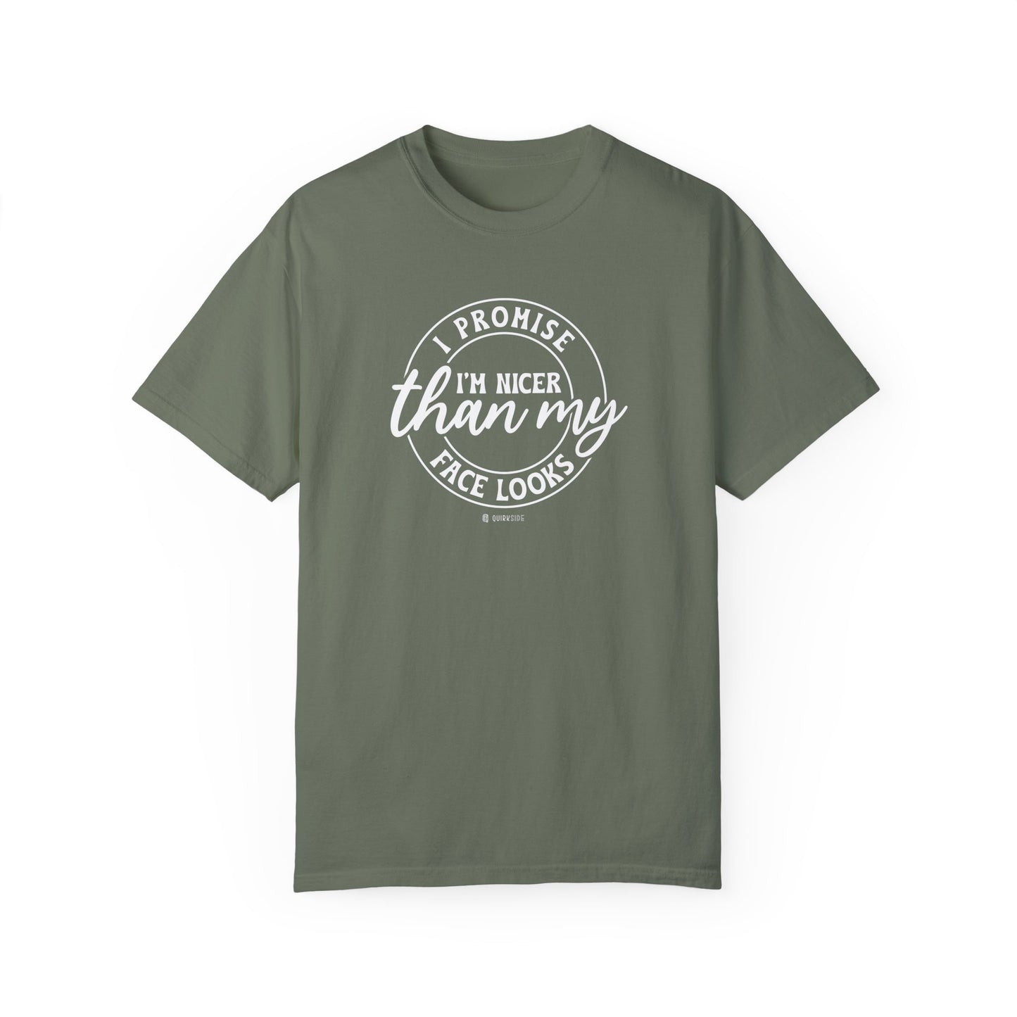 Funny Nice Person Inside Statement, Unisex Garment-Dyed T-shirt, Humorous Tee, Sarcastic Graphic Shirt, Unique Gift Idea, Cool Top - Quirkside Creations