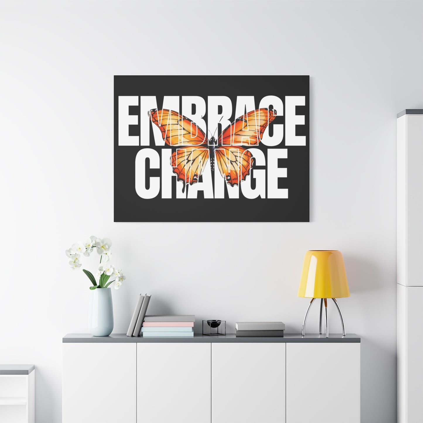 Butterfly Embrace Change Canvas Art, Motivational Wall Decor, Inspirational Gift for Home, Office, Art Print for Transformation