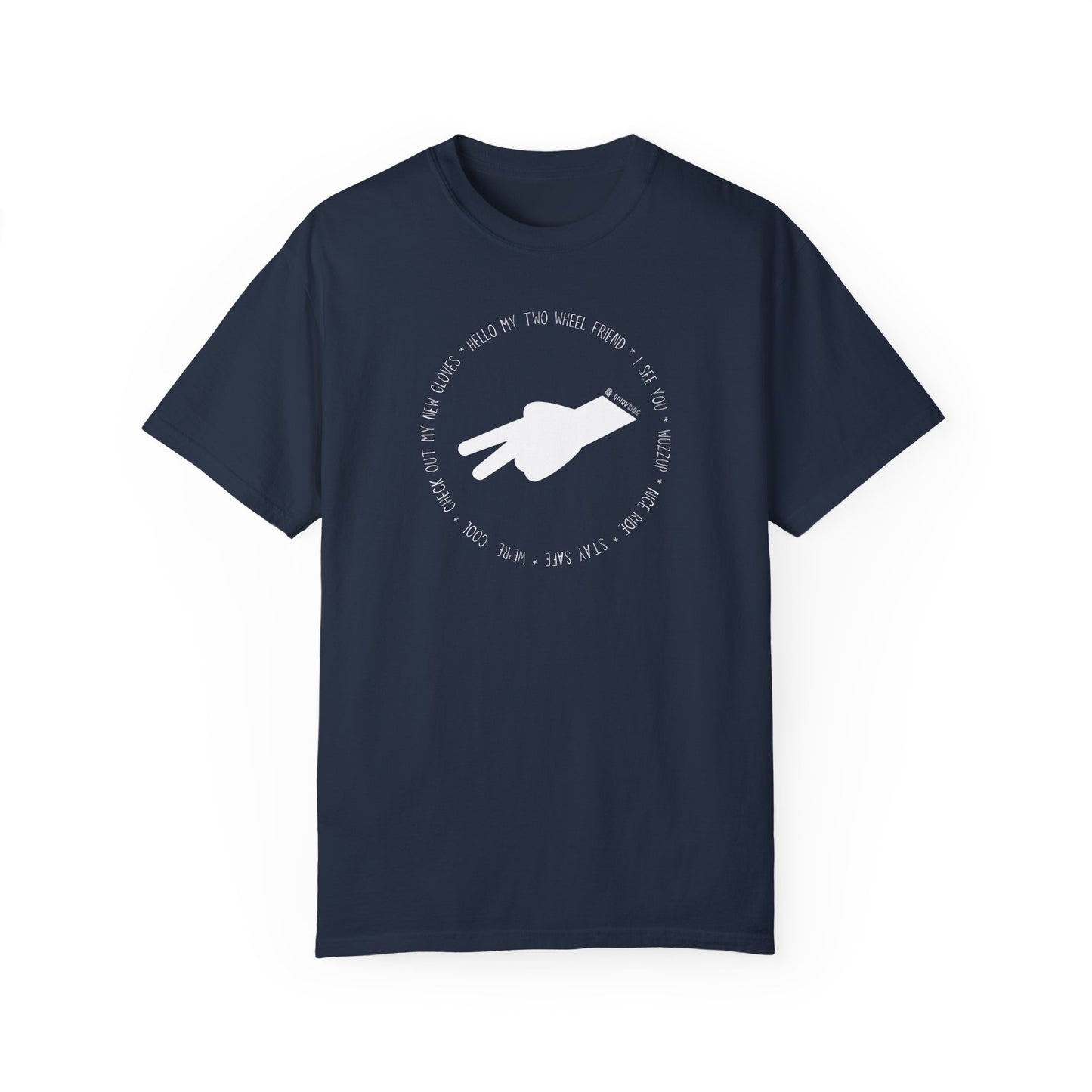 Biker Wave T-shirt, Motorcycle Enthusiast Tee, Unisex Garment-Dyed Top, Motorbike Gift Shirt, Respectful Biker Apparel - Quirkside Creations