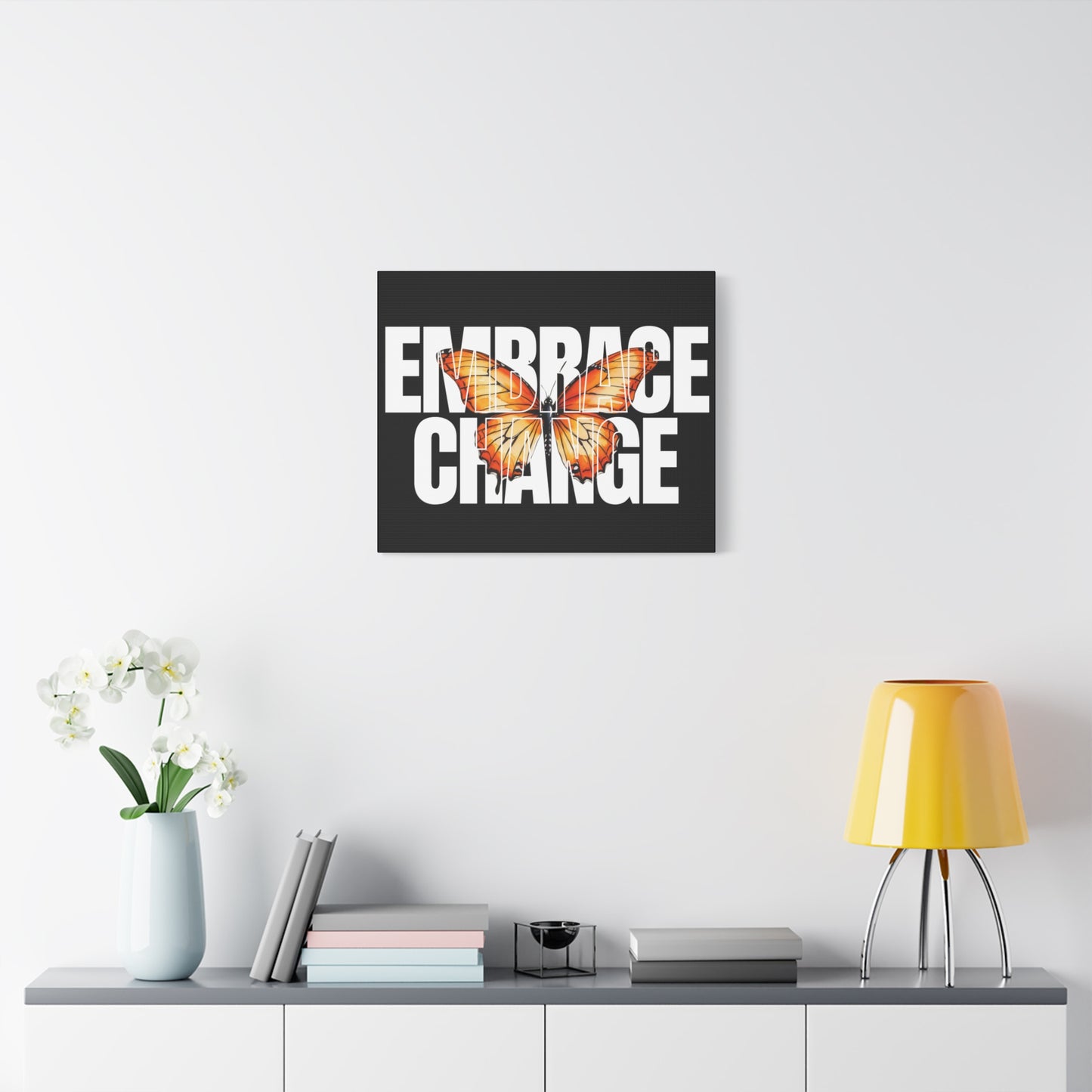 Butterfly Embrace Change Canvas Art, Motivational Wall Decor, Inspirational Gift for Home, Office, Art Print for Transformation