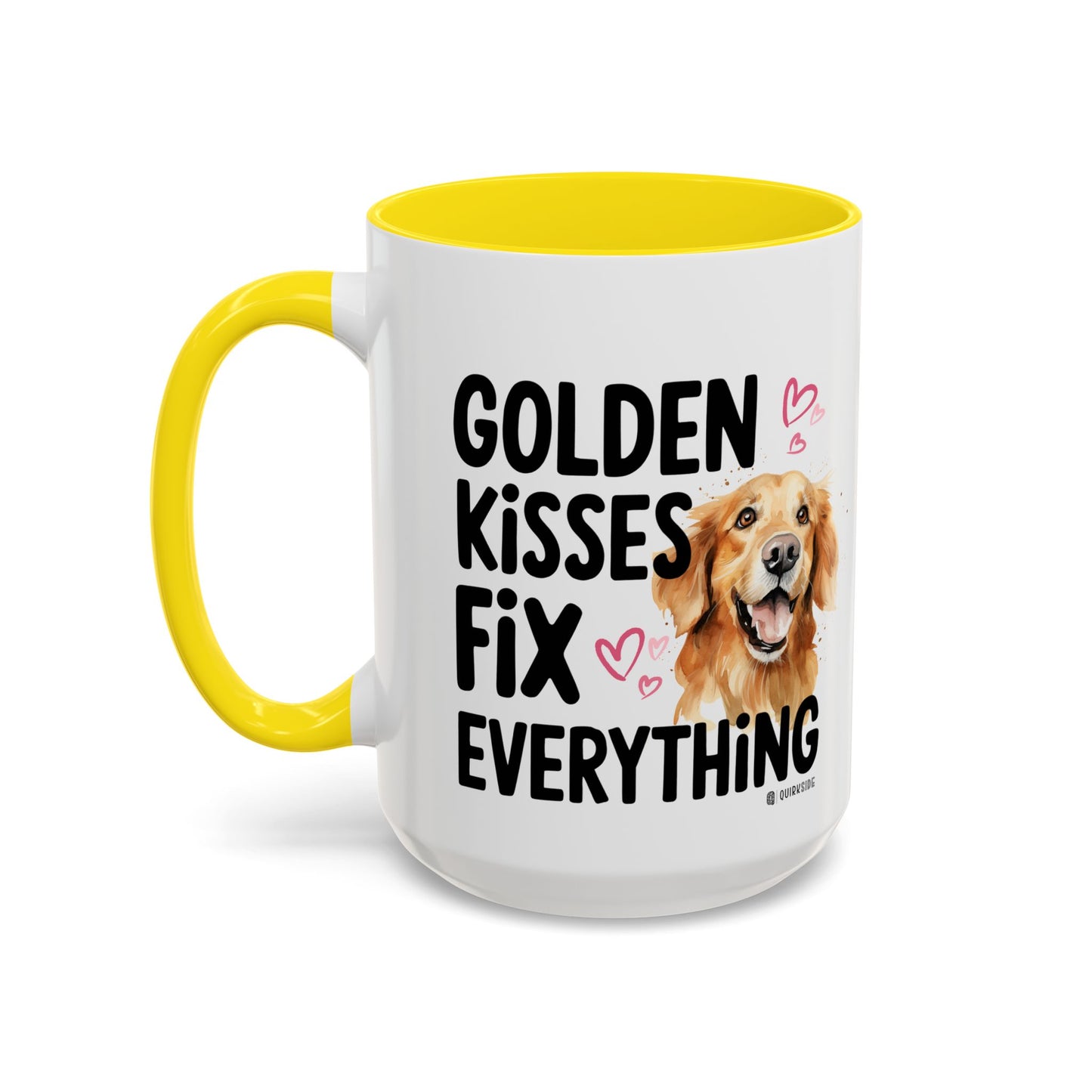 Golden Kisses Fix Everything Mug, Dog Lover Gift, Pet Owner Coffee Cup, Cute Animal Lover Mug, Fun Pet Quote Mug