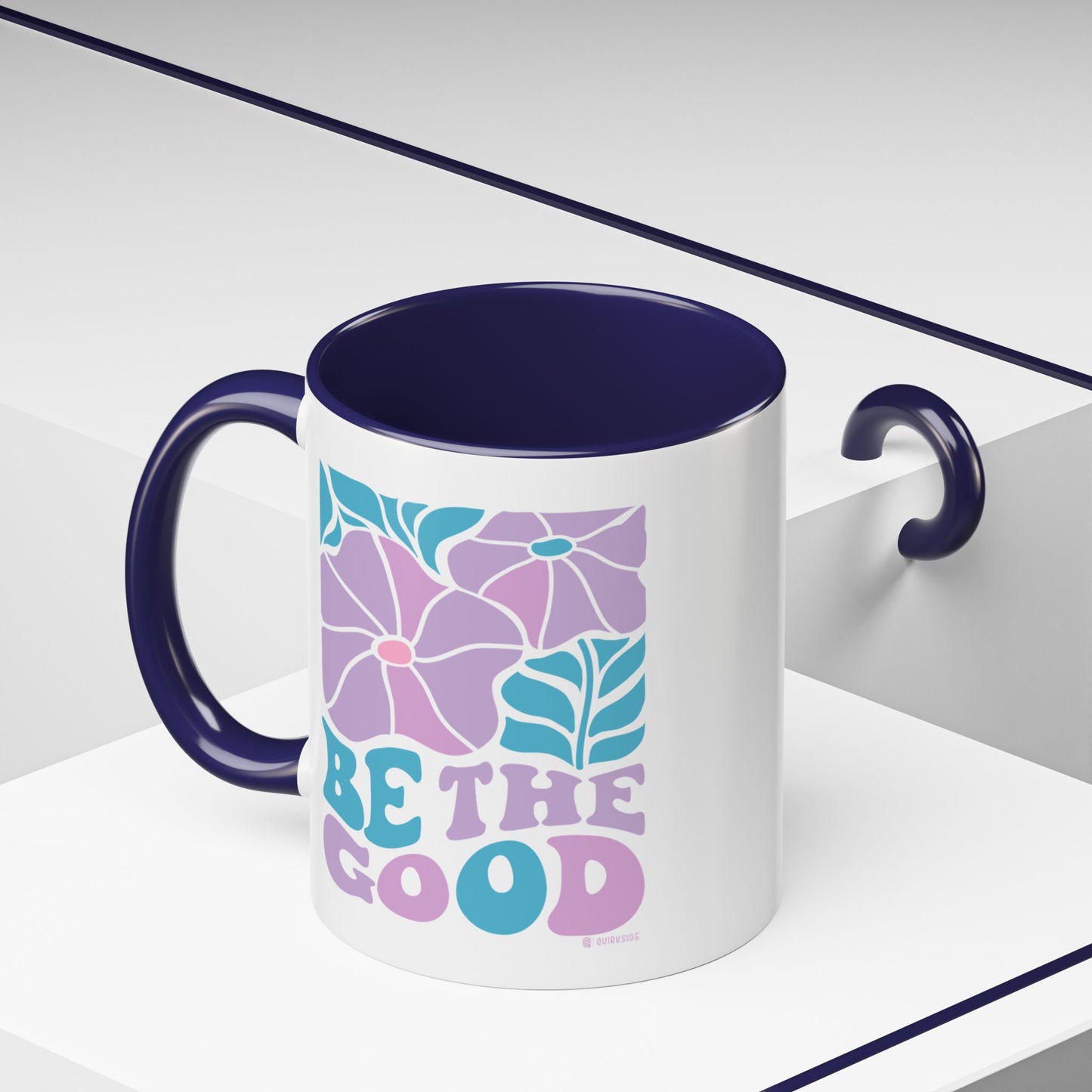 Accent Coffee Mug | 'Be the Good' Floral Design | Inspirational Mug, Gift for Her, Office Mug, Coffee Lover Gift, Home Decor