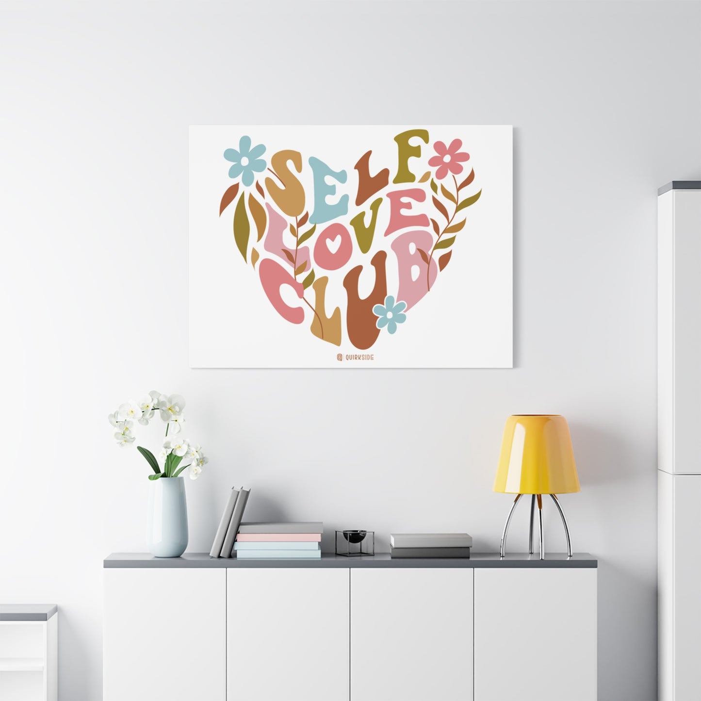 Self Love Club Canvas Art | Inspirational Wall Decor, Gift for Friends, Home and Office Decoration, Positive Vibes