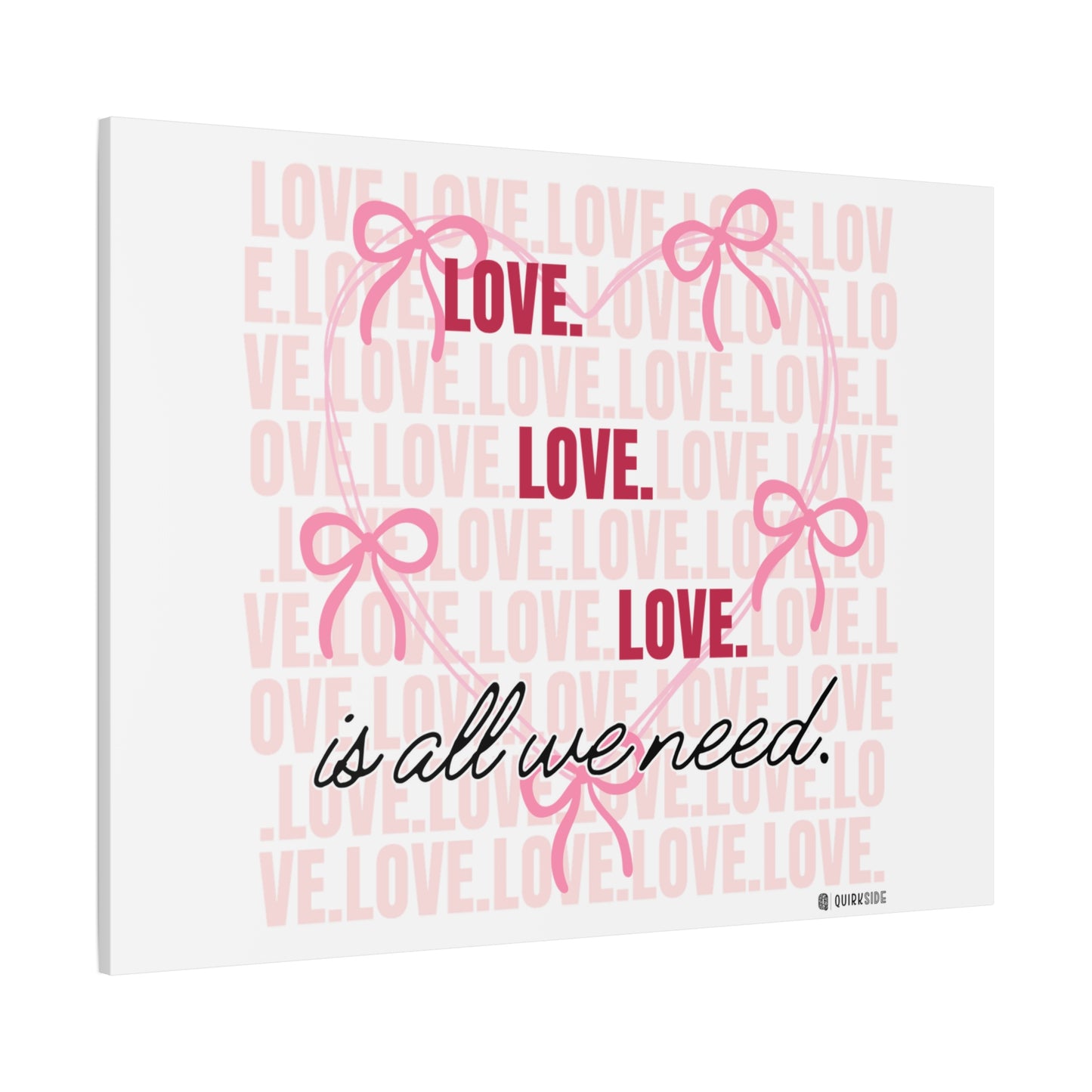 Love-Themed Canvas Wall Art with Pink Bows, Inspirational Home Decor for Weddings, Anniversaries, Valentine's Day, Gifts for Her
