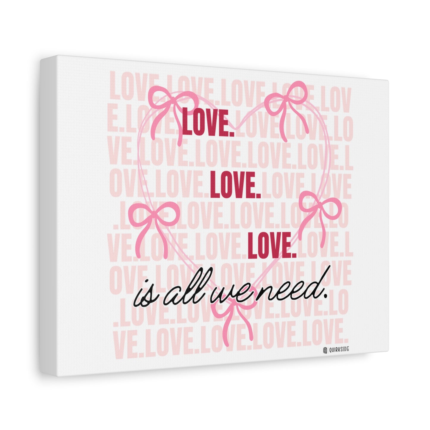 Love-Themed Canvas Wall Art with Pink Bows, Inspirational Home Decor for Weddings, Anniversaries, Valentine's Day, Gifts for Her