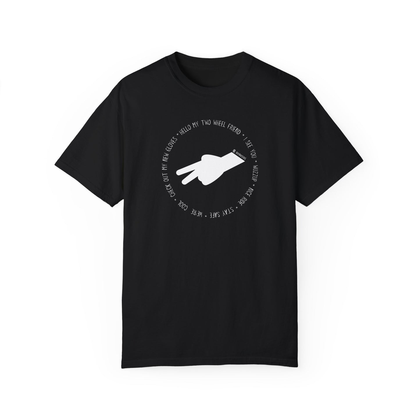 Biker Wave T-shirt, Motorcycle Enthusiast Tee, Unisex Garment-Dyed Top, Motorbike Gift Shirt, Respectful Biker Apparel - Quirkside Creations