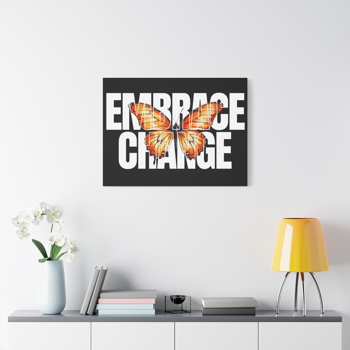 Butterfly Embrace Change Canvas Art, Motivational Wall Decor, Inspirational Gift for Home, Office, Art Print for Transformation