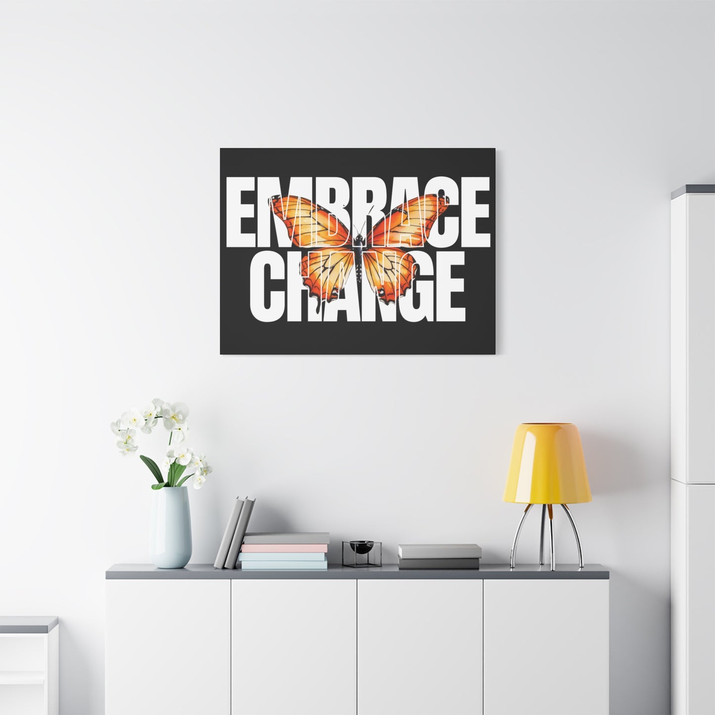 Butterfly Embrace Change Canvas Art, Motivational Wall Decor, Inspirational Gift for Home, Office, Art Print for Transformation