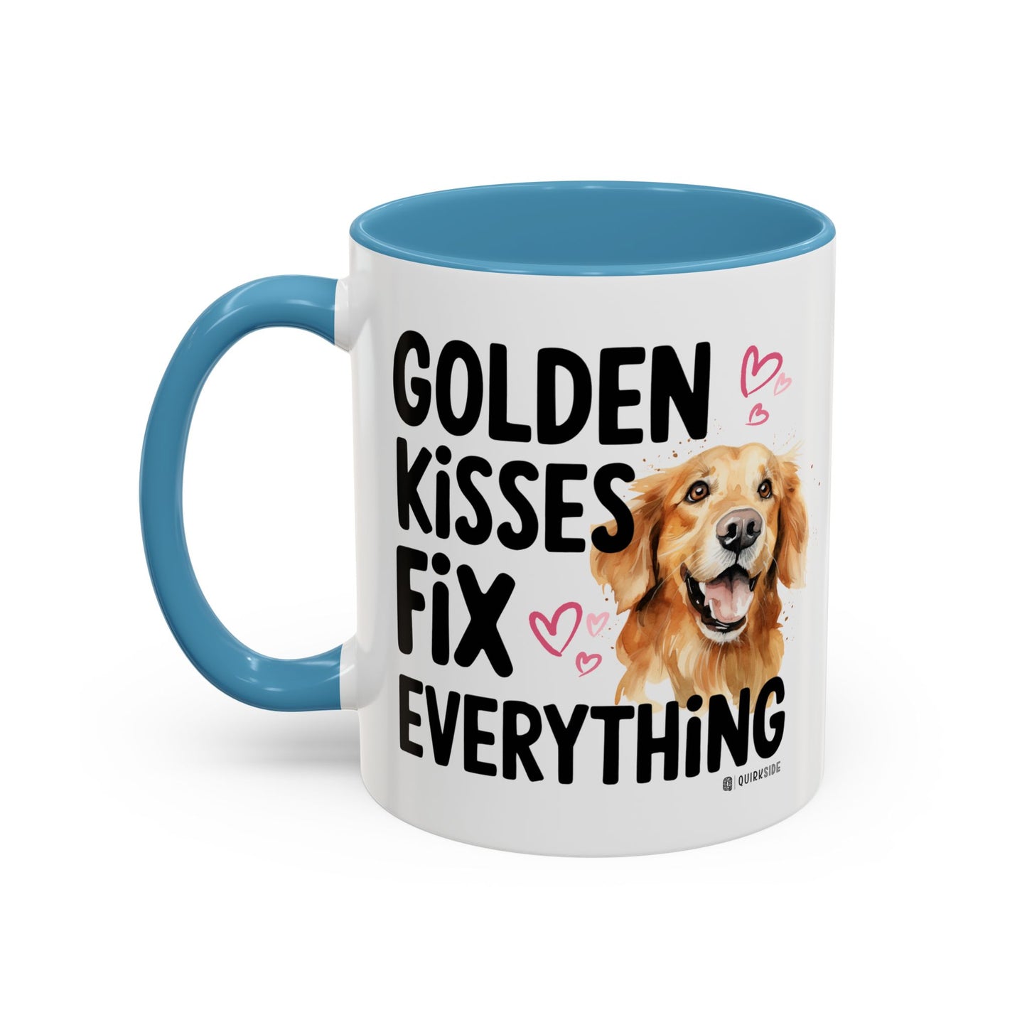 Golden Kisses Fix Everything Mug, Dog Lover Gift, Pet Owner Coffee Cup, Cute Animal Lover Mug, Fun Pet Quote Mug