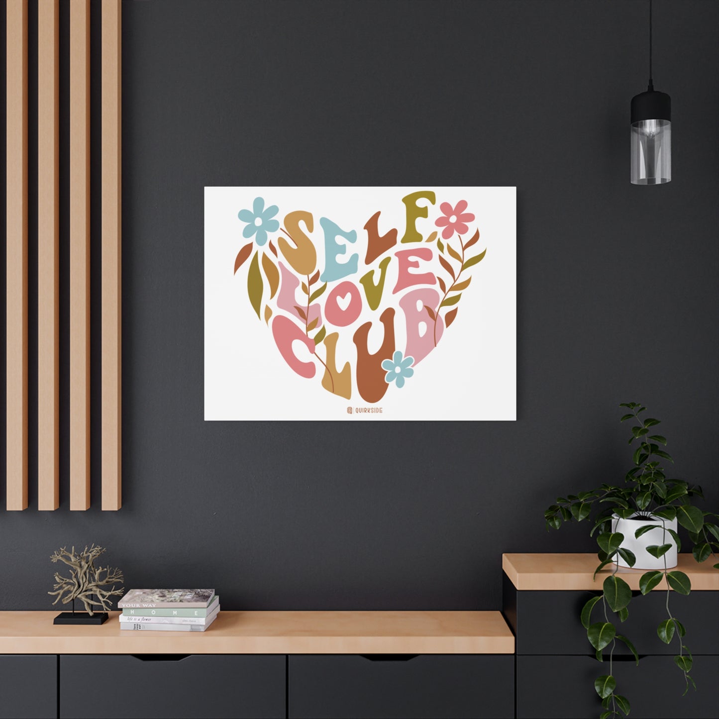 Self Love Club Canvas Art | Inspirational Wall Decor, Gift for Friends, Home and Office Decoration, Positive Vibes