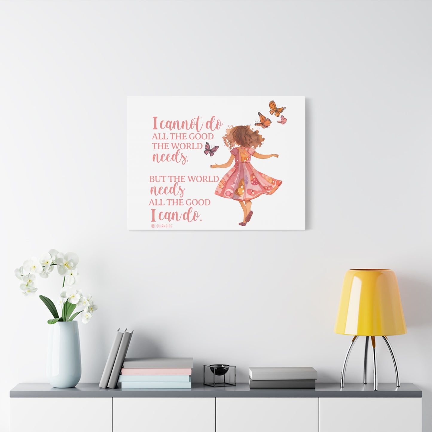 Inspirational Wall Art Canvas, Motivational Home Decor, Butterfly Quote Print, Gift for Her, Positive Vibes Wall Decor