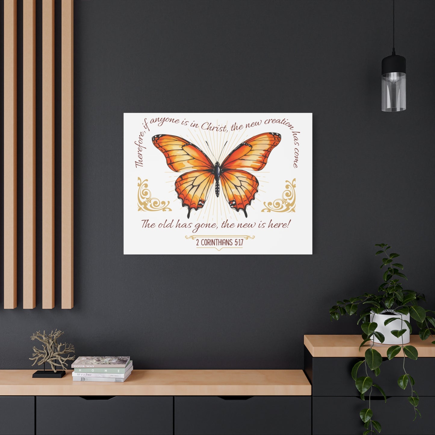 Butterfly Wall Art, Inspirational Canvas Print, Christian Home Decor, Gift for Religious Celebrations, Motivational Artwork