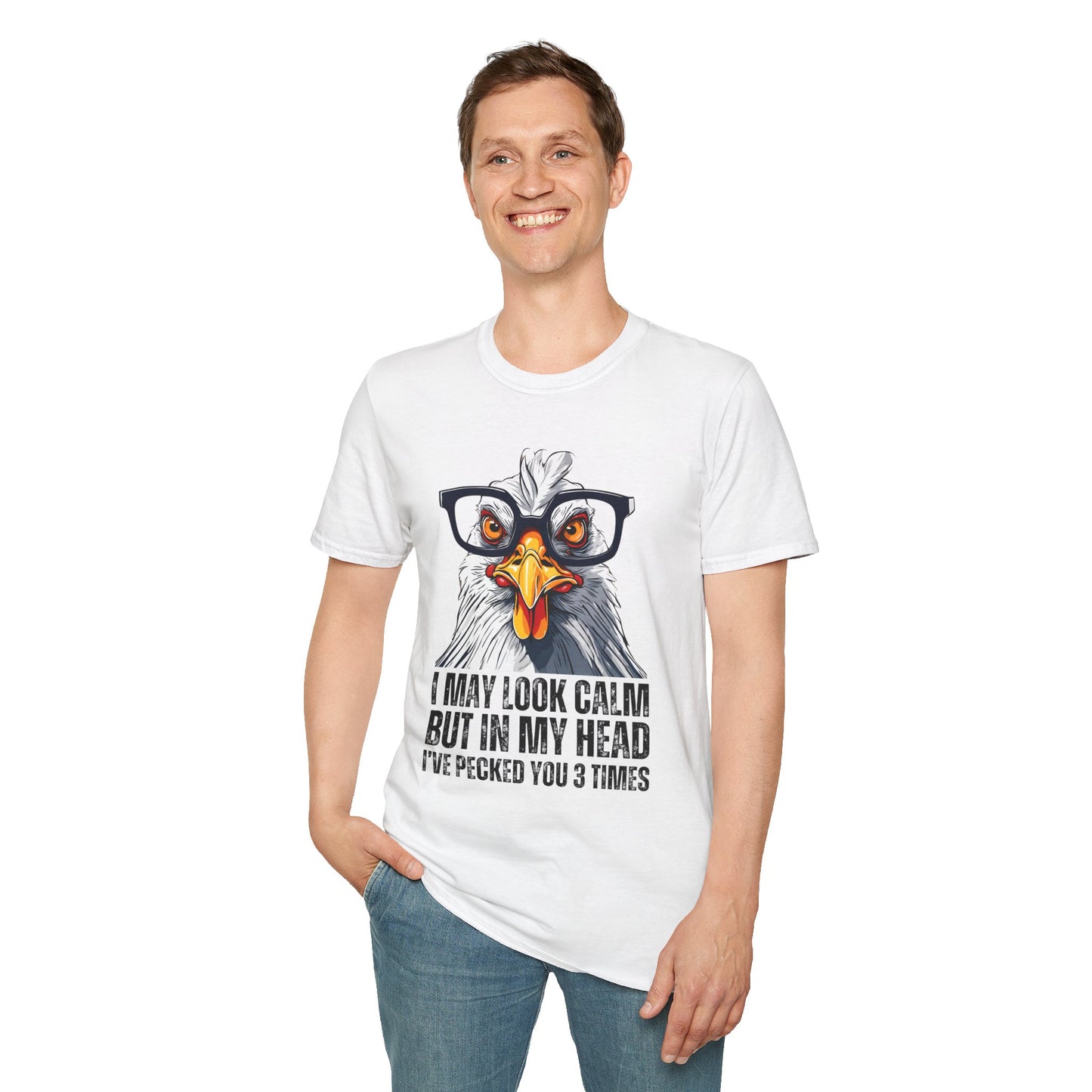 Funny Chicken Unisex T-Shirt, Crazy Chicken Tee, Quirky Humor Shirt, Stand Out Apparel, Hilarious Graphic Top - Quirkside Creations