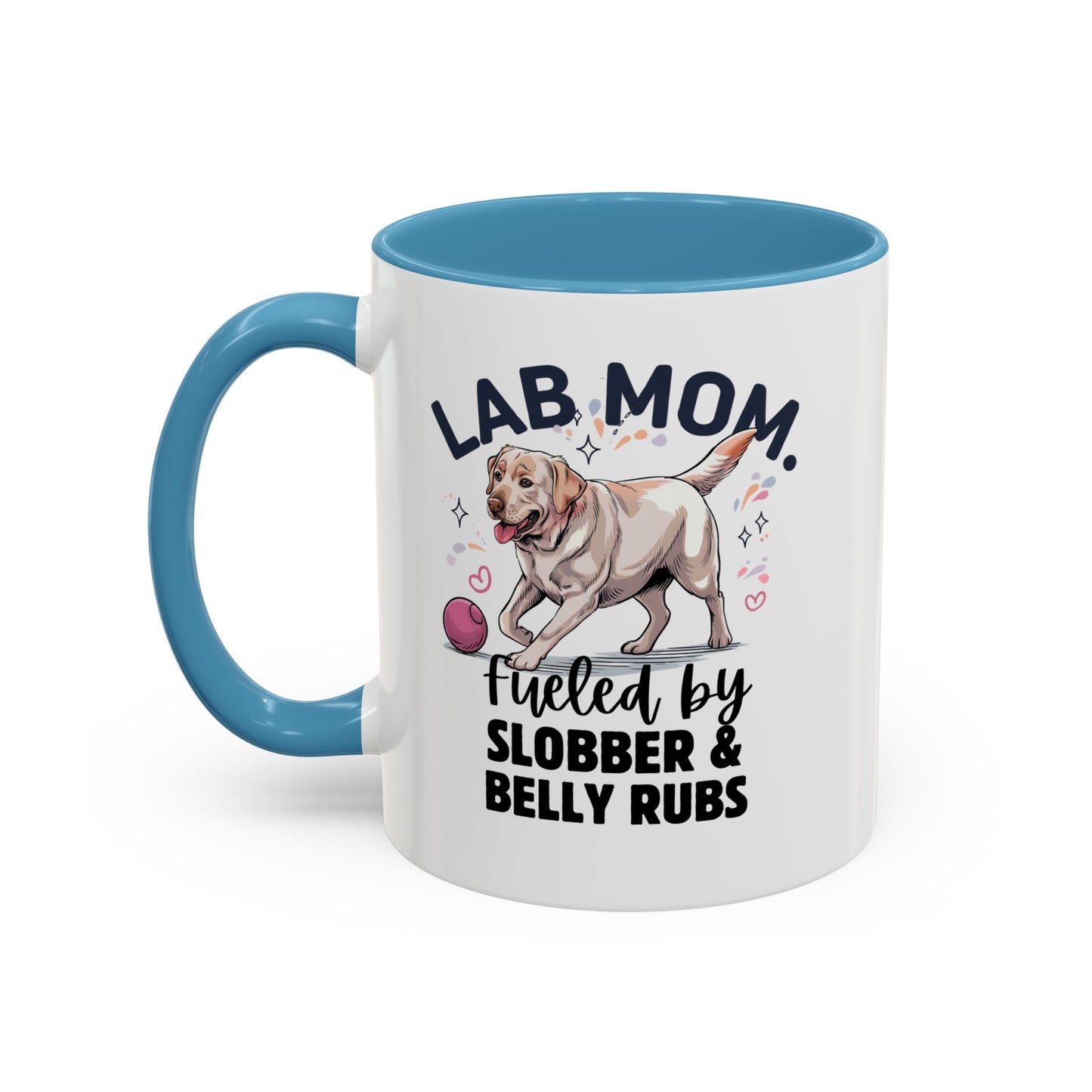 Lab Mom Coffee Mug - Fueled by Slobber & Belly Rubs, Dog Lover Gift, Pet Owner Coffee Cup, Personalized Dog Mom Mug, Cute Animal Mug