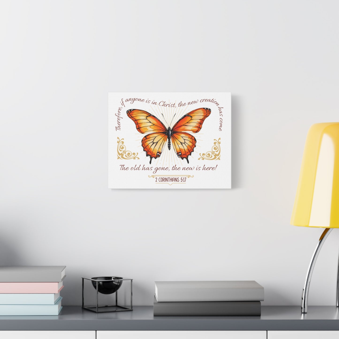 Butterfly Wall Art, Inspirational Canvas Print, Christian Home Decor, Gift for Religious Celebrations, Motivational Artwork