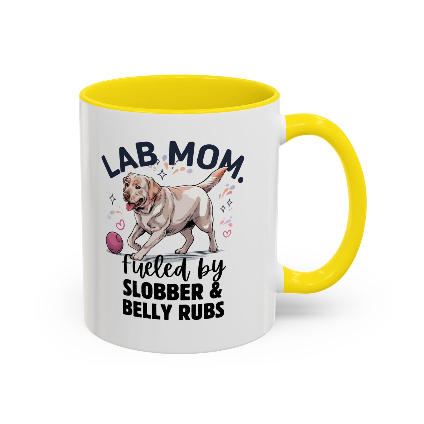 Lab Mom Coffee Mug - Fueled by Slobber & Belly Rubs, Dog Lover Gift, Pet Owner Coffee Cup, Personalized Dog Mom Mug, Cute Animal Mug