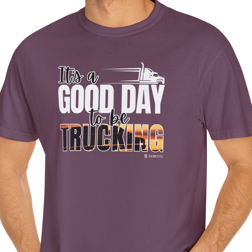 Trucking T-shirt, Truckers Tee, Highway Driver Shirt, On The Road Top, Unisex Tee, Comfortable Garment-Dyed Shirt