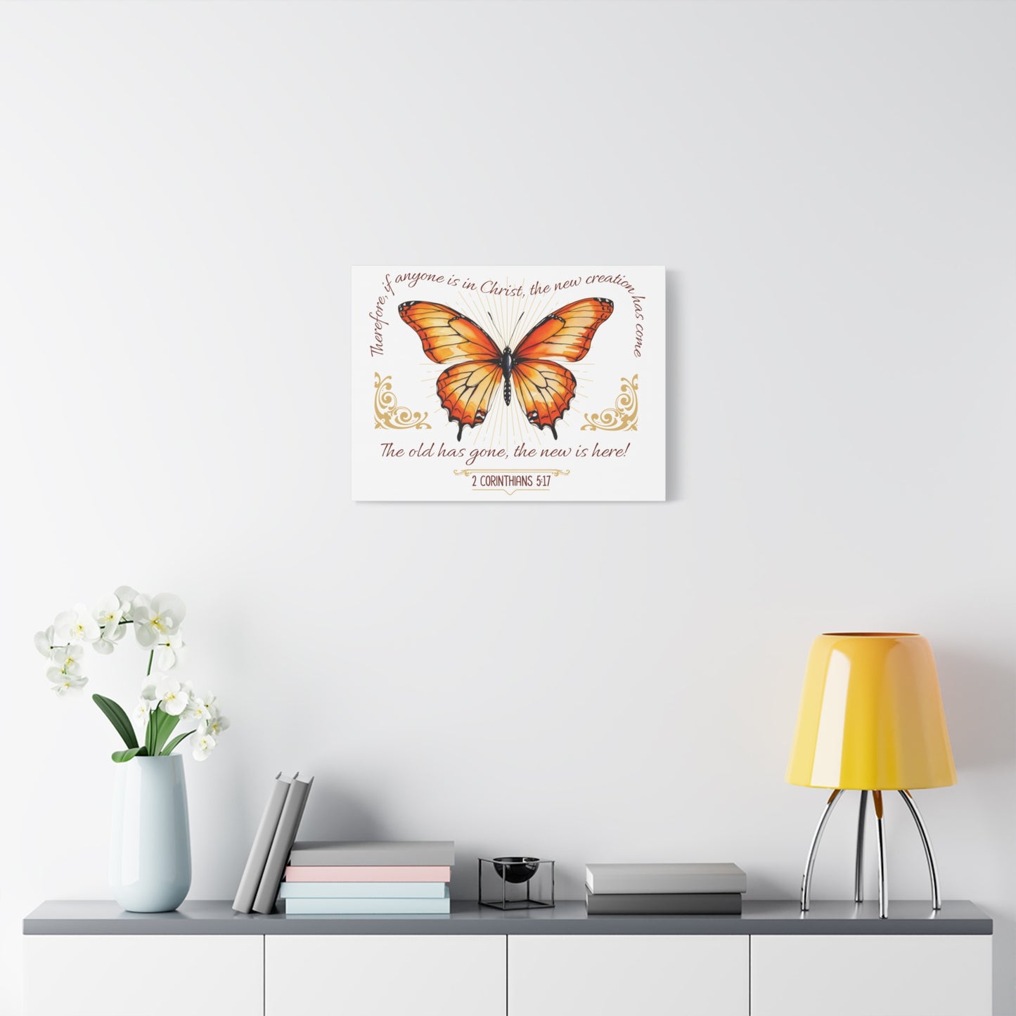 Butterfly Wall Art, Inspirational Canvas Print, Christian Home Decor, Gift for Religious Celebrations, Motivational Artwork