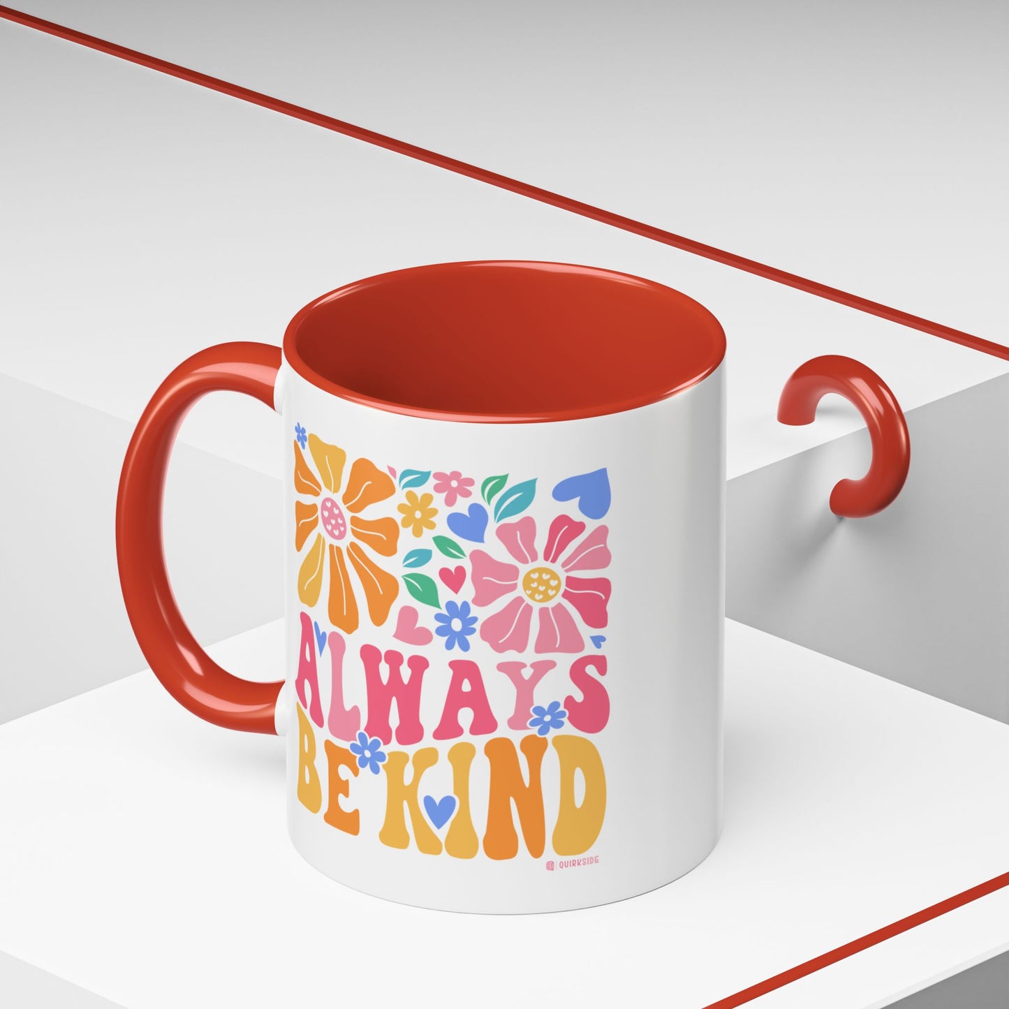 Always Be Kind Floral Accent Coffee Mug, Inspirational Cup for Friends, Gift for Birthday, Encouragement, Home Decor, Self-Care