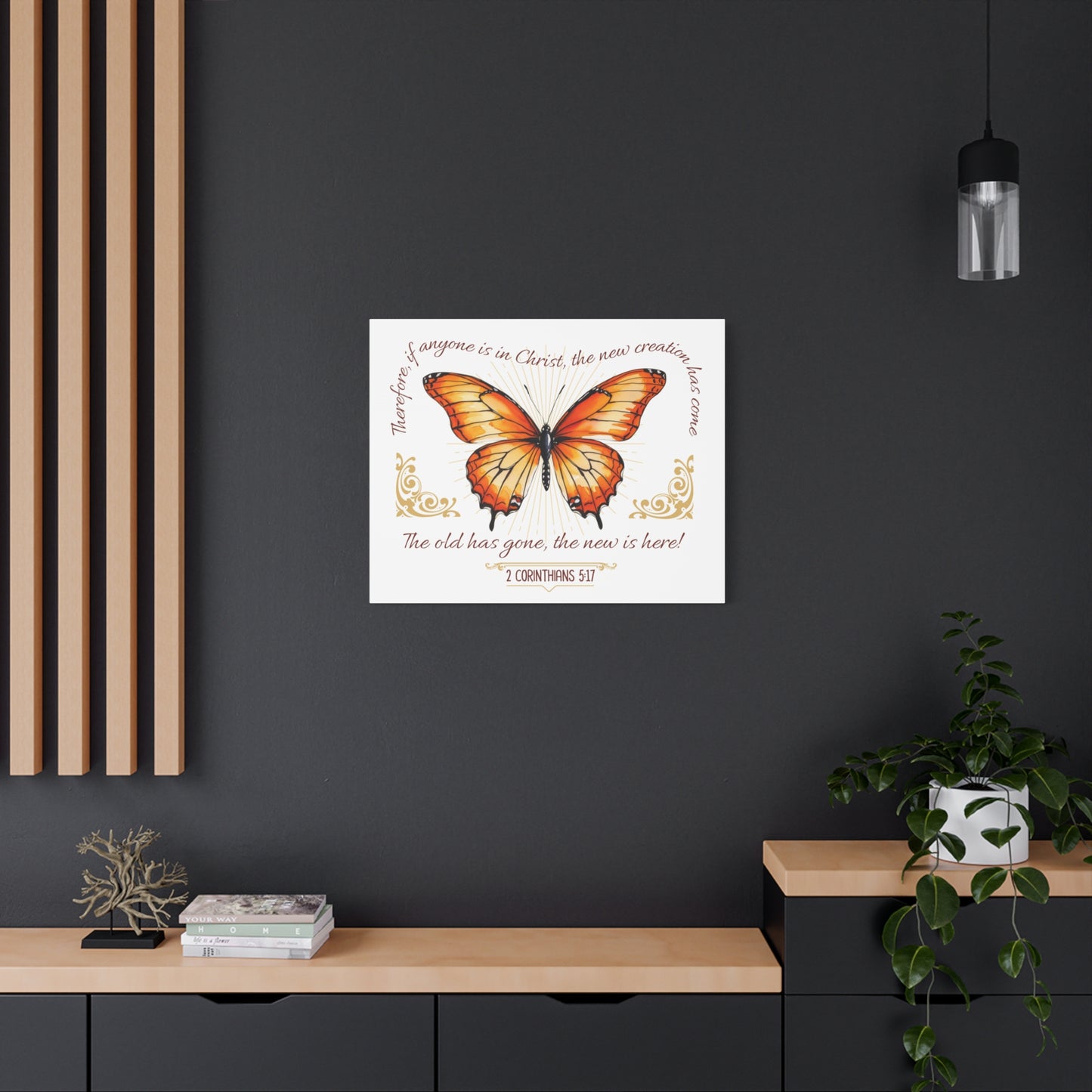 Butterfly Wall Art, Inspirational Canvas Print, Christian Home Decor, Gift for Religious Celebrations, Motivational Artwork