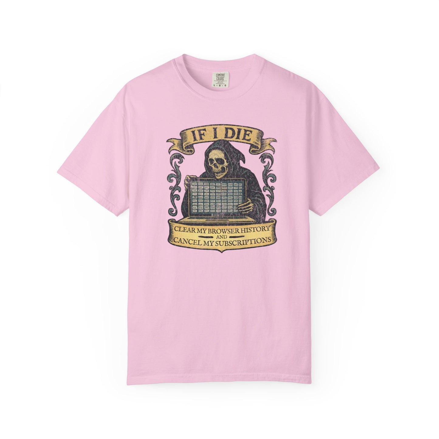Grim Reaper Graphic Tee, Funny Death T-Shirt, If I Die Shirt, Halloween Gift, Unisex Casual Top