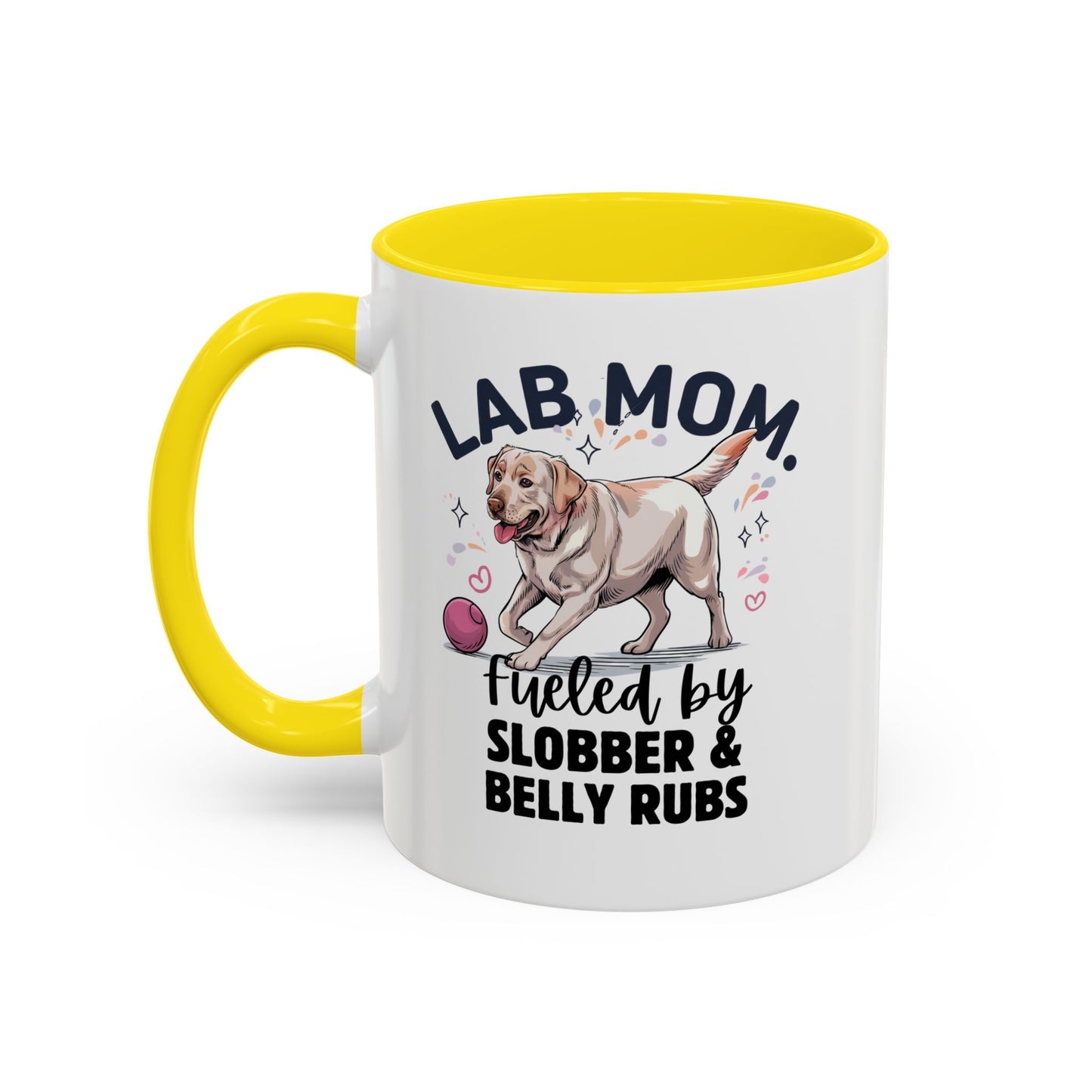 Lab Mom Coffee Mug - Fueled by Slobber & Belly Rubs, Dog Lover Gift, Pet Owner Coffee Cup, Personalized Dog Mom Mug, Cute Animal Mug