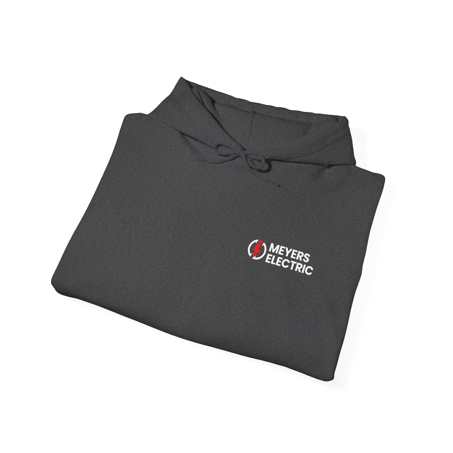 Meyers Electric Logo Hoodie — Navy Workwear Pullover for Electricians