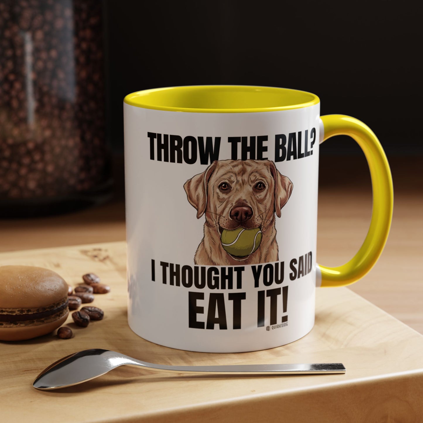 Funny Dog Lover Mug - Throw Ball Eat It, Pet Owner Gift, Coffee Mug, Cute Dog Art, Animal Lover Humor
