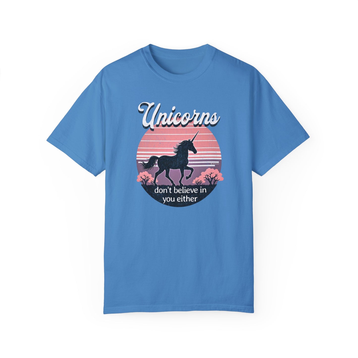 Unicorn Believer Unisex Garment-Dyed T-shirt, Funny Unicorn Tee, Cryptid Enthusiast Gift, Mythical Creature Top, Humorous Cryptid Shirt