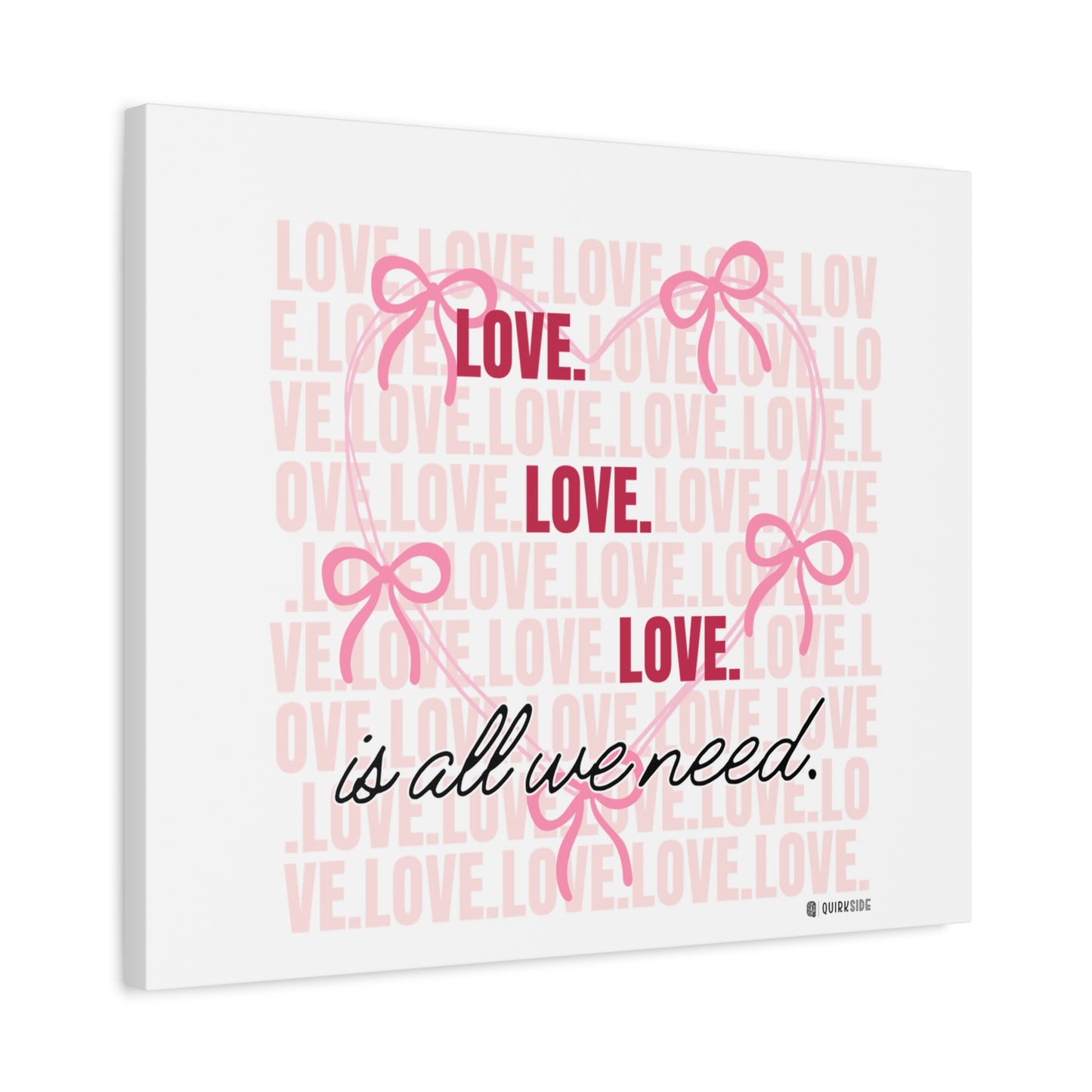 Love-Themed Canvas Wall Art with Pink Bows, Inspirational Home Decor for Weddings, Anniversaries, Valentine's Day, Gifts for Her