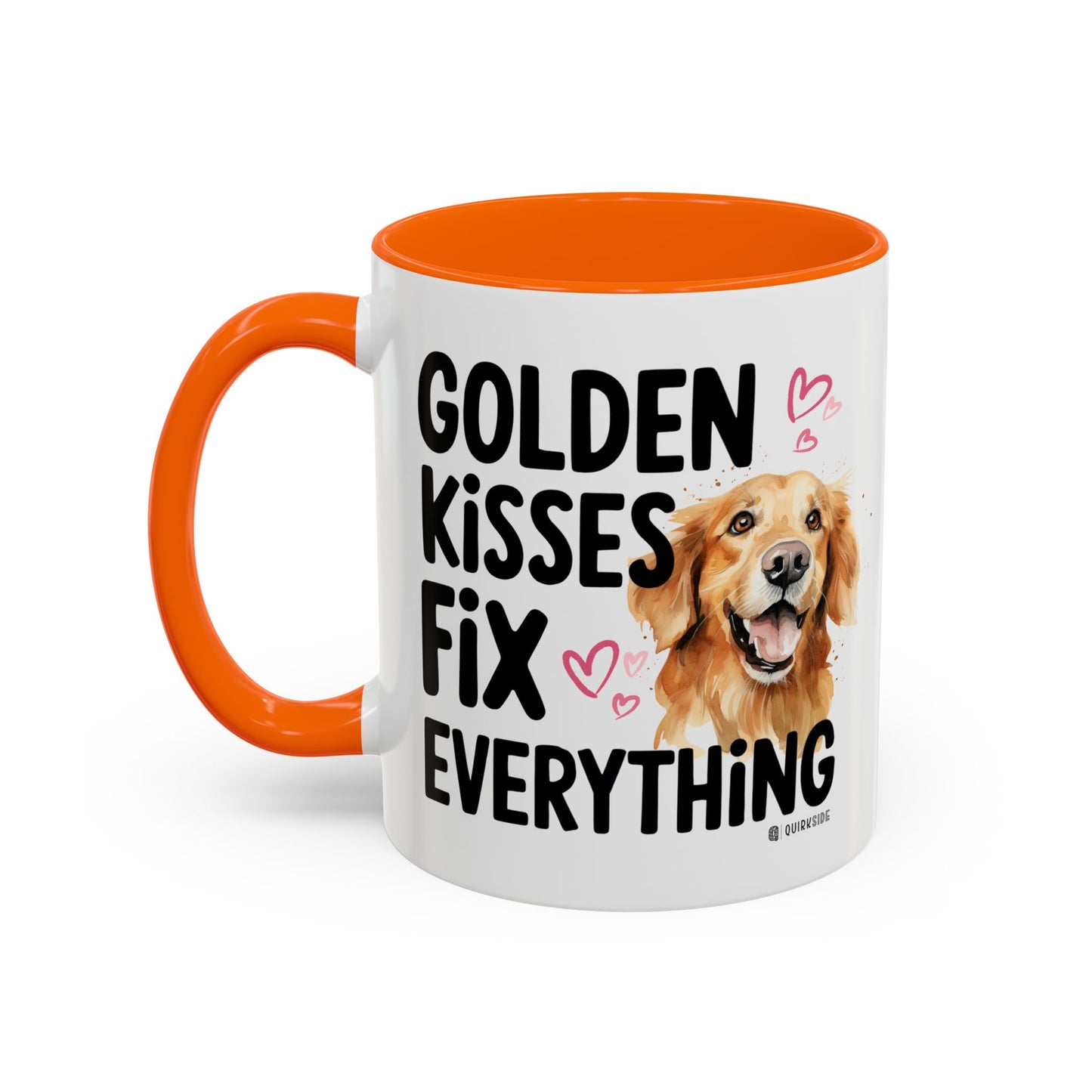 Golden Kisses Fix Everything Mug, Dog Lover Gift, Pet Owner Coffee Cup, Cute Animal Lover Mug, Fun Pet Quote Mug