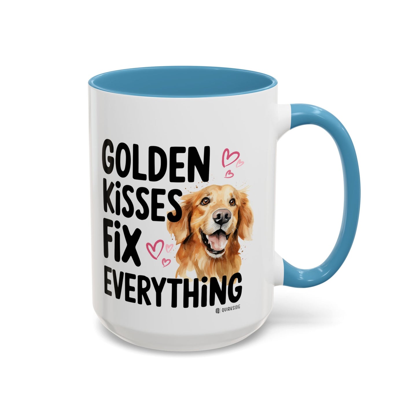 Golden Kisses Fix Everything Mug, Dog Lover Gift, Pet Owner Coffee Cup, Cute Animal Lover Mug, Fun Pet Quote Mug