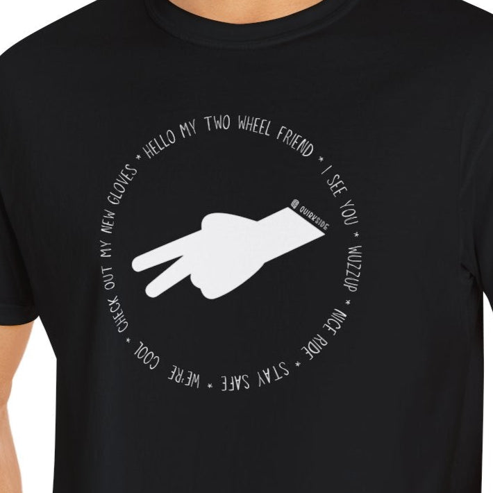 Biker Wave T-shirt, Motorcycle Enthusiast Tee, Unisex Garment-Dyed Top, Motorbike Gift Shirt, Respectful Biker Apparel - Quirkside Creations