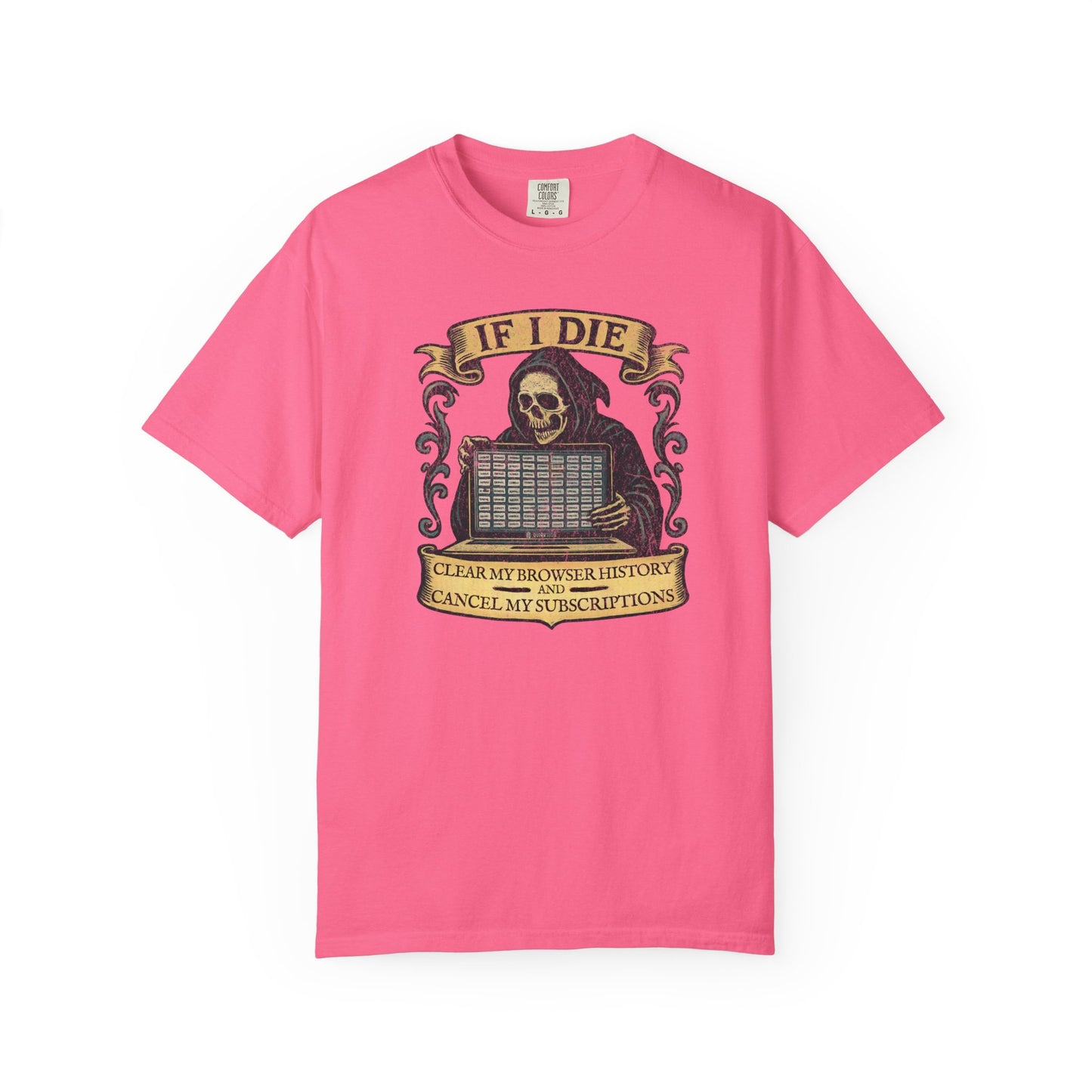 Grim Reaper Graphic Tee, Funny Death T-Shirt, If I Die Shirt, Halloween Gift, Unisex Casual Top