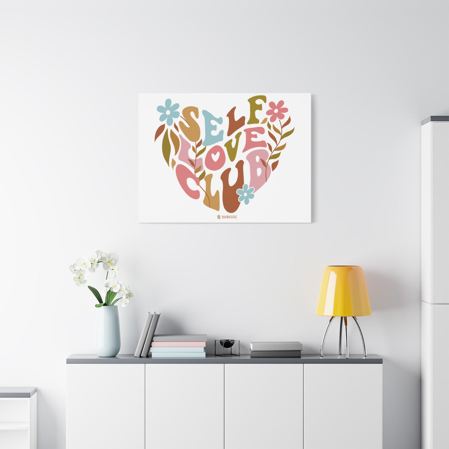 Self Love Club Canvas Art | Inspirational Wall Decor, Gift for Friends, Home and Office Decoration, Positive Vibes