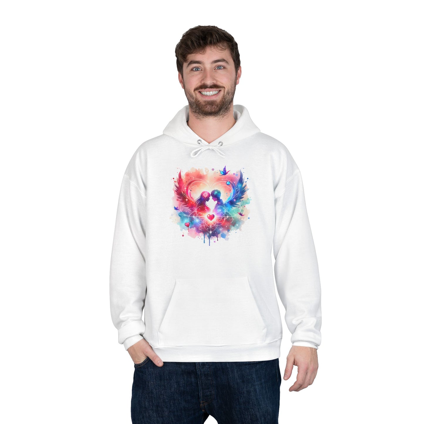 Symbol of Love Unisex Hoodie Sweatshirt, Valentine's Day Gift, Eco-Friendly Pullover, Artistic Design, Colorful Hoodie, Romantic Apparel - Quirkside Creations