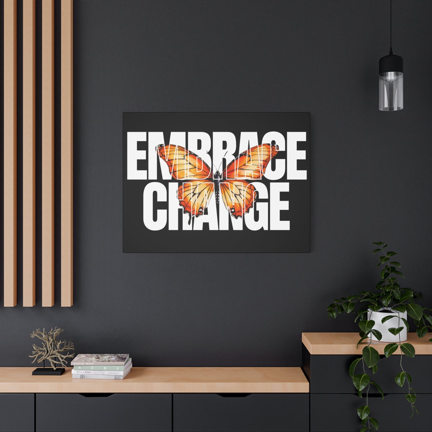Butterfly Embrace Change Canvas Art, Motivational Wall Decor, Inspirational Gift for Home, Office, Art Print for Transformation