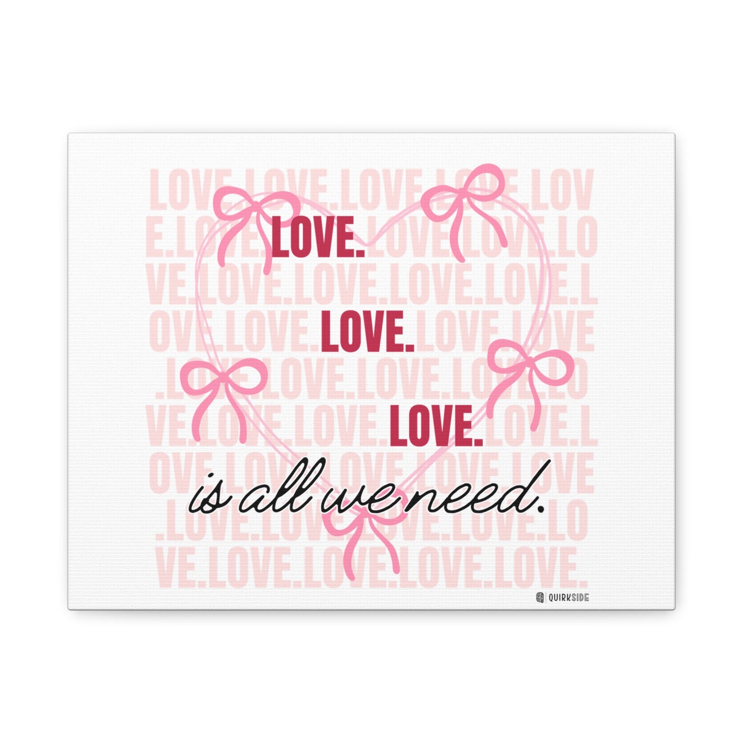 Love-Themed Canvas Wall Art with Pink Bows, Inspirational Home Decor for Weddings, Anniversaries, Valentine's Day, Gifts for Her