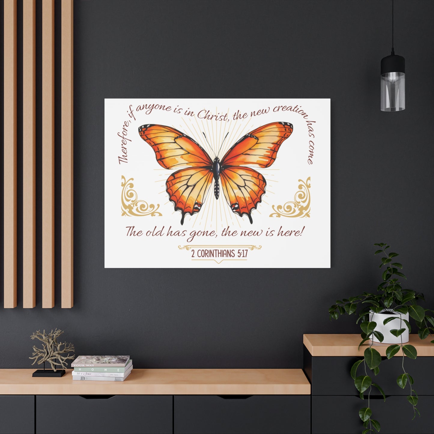 Butterfly Wall Art, Inspirational Canvas Print, Christian Home Decor, Gift for Religious Celebrations, Motivational Artwork