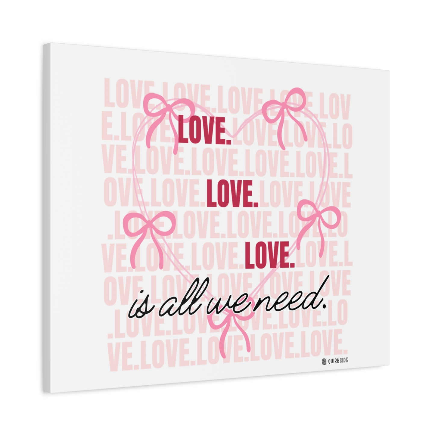 Love-Themed Canvas Wall Art with Pink Bows, Inspirational Home Decor for Weddings, Anniversaries, Valentine's Day, Gifts for Her